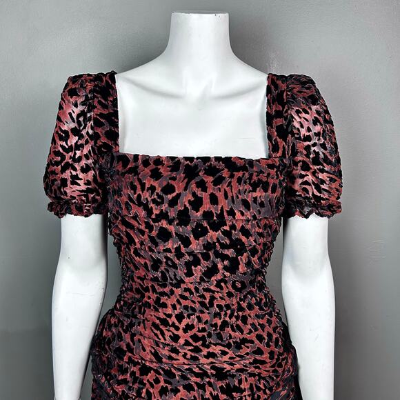 Misha dress size 2 burnout velvet whimsigoth mini puff sleeve dark romantic vamp - Picture 7 of 15